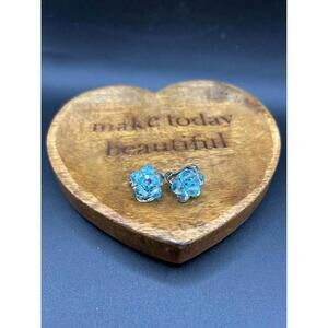 Vintage Blue Cluster Earrings 60s Screw Backs